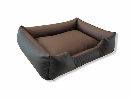 Lounge Sofa - Leatherlook Hondenmand - Zwart &amp; Bruin - 100 x 80 cm