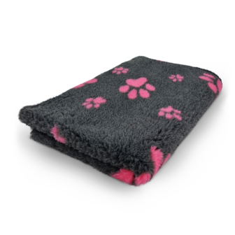 Vetbed Antraciet Kleine en Grote Fuchsia Voetprint - Anti-Slip