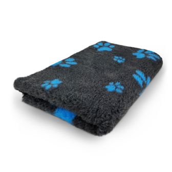 Vetbed Antraciet Kleine en Grote Blauw Voetprint - Anti-Slip