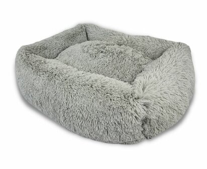 Fluffy Pluche Dierenmand Hondenkussen - Kattenkussen - Lounge Serie - Zilver