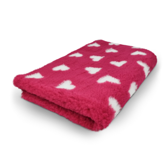 Vetbed Valentine Fuchsia met Witte Hartjes - Anti-Slip - 10 Stuks 150x100 cm