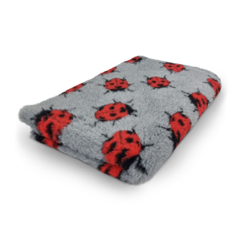 Vetbed Ladybug - Lieveheersbeestjes - Grijs - Anti-Slip - 10 Stuks 150x100 cm