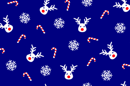 Vetbed Kerst - Christmas - Red-Nosed Reindeer - Blauw - Anti-Slip - 5 Stuks 150x100 cm