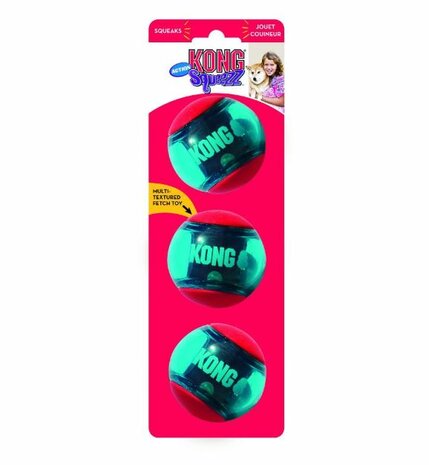 KONG Squeezz Action Ball Red - 3 stuks - Maat M