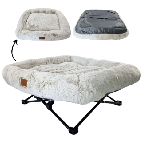 Hondenstretcher Fluffy - Snowy White - 76x76x13cm - Voor Hond of Kat