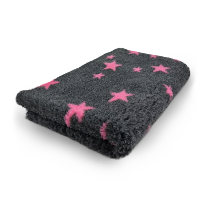 Vetbed Stars Antraciet Fuchsia - Anti-Slip - 10 Stuks 150x100 cm