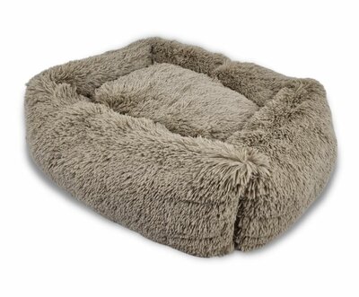 Fluffy Pluche Dierenmand Hondenkussen - Kattenkussen - Lounge Serie - Taupe Kaki