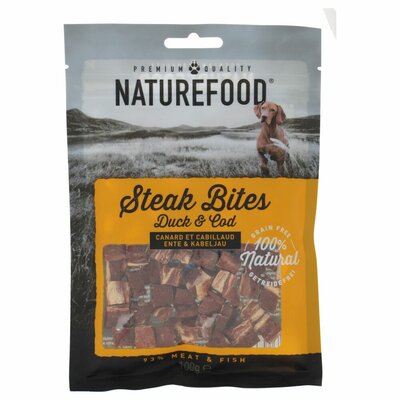 Naturefood Steak Bites - Eend en Kabeljauw - 100% Natuurlijke Hondensnacks